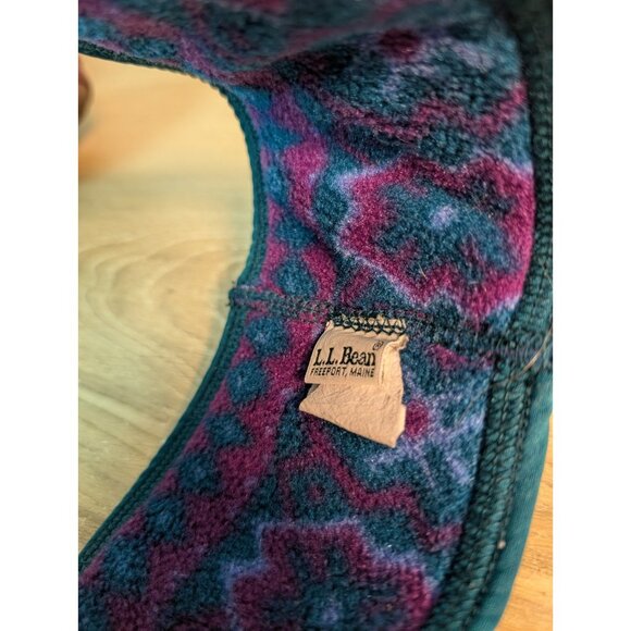 Vintage LL Bean Fleece Headband Blue Green Raspberry Argyle Pattern Ski USA Made - Picture 5 of 5